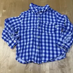 SIMPLE FREE アカチャンホンポ長袖シャツ 95 青×白ギンガムチェック