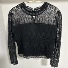 mystic ブラックレース長袖トップス F 黒　レース　ブラウス