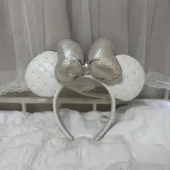 ディズニーカチューシャ キルティング ホワイト