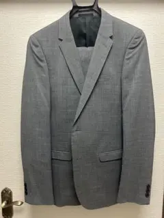 TAKA-Q グレー シングルブレスト ビジネススーツ M タカキュー