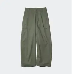 UNIQLO バレルカーゴパンツ／丈長め　L オリーブ