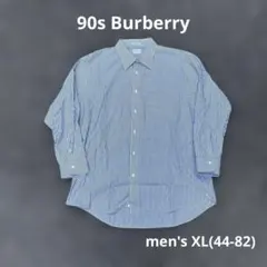 90s Burberry バーバリー 長袖シャツ ストライプ柄 メンズ XL