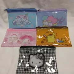 サンリオキャラクター、ファスナーポーチ５点セット