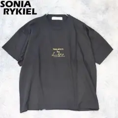 ★美品★SONIA BY SONIA RYKIEL 半袖カットソー 黒 40 SONIA RYKIEL 「SONIA RYKIEL」 フリル半袖カットソー 40