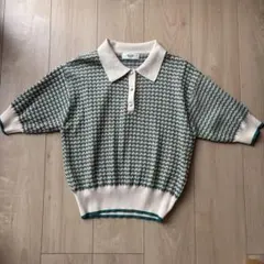 BEAMS HEART 半袖 ポロニット シェブロン柄のサムネイル