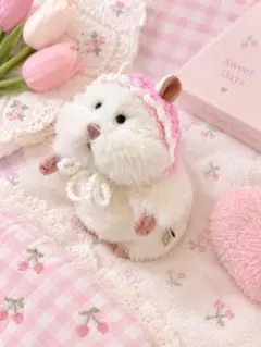 【はむにぎり】ボンネット☆ピンク×ホワイト