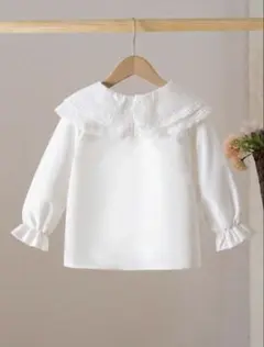 ホワイト 長袖 シャツ レース 襟付き　キッズシャツ　ブラウス
