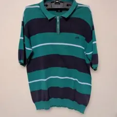 ポロシャツ Lサイズ　FTC ストライプジッパー　リペア推奨
