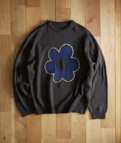 チャコール　花　ニットセーター エマクローズ