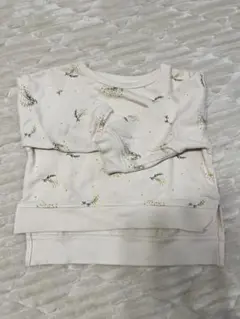 ミモザ柄長袖トレーナー クリーム色
