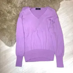 GREEN LABEL RELAXING ラベンダー Vネックニット　カシミア混