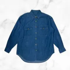 カバーオール ダークブルー デニム 長袖シャツ ワークウェア　グランジ　y2k