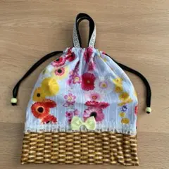 ガーベラ　花柄　体操着袋  ハンドメイド