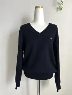 ネイビー Vネック セーター K刺繍