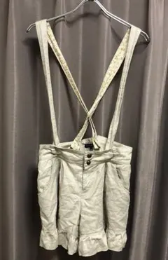 MISCH MASCH 肩紐付きベージュショートパンツ綿80%麻20%サイズ36