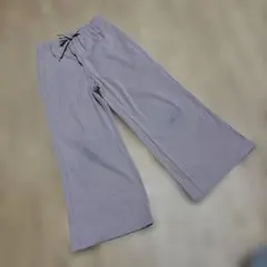 GU リブプルオンワイドフレアパンツ ピンク
