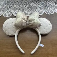 アイボリー ミッキー耳型カチューシャ
