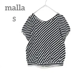 マーラ　半袖Tシャツ S バイアス柄　ブラック　半袖カットソー　ドルマンスリーブのサムネイル