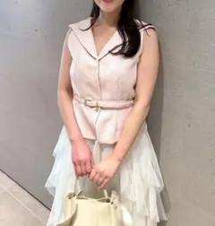未使用・タグ付き】セルフォード ペプラムショートジレ ピンク 38