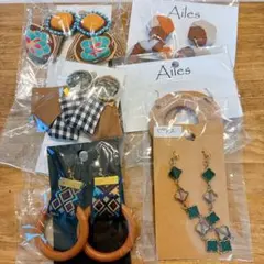ハンドメイド　ピアス　まとめ売り　6点　茶色系