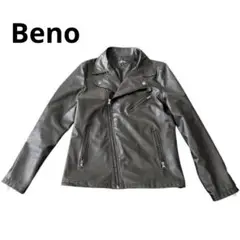 Benoライダースジャケット ファスナー付き ブラック合成皮革Mサイズ