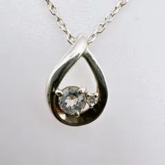 o*g様 【4℃】シルバー 雫モチーフ アクアマリン×ダイヤモンド ネックレス