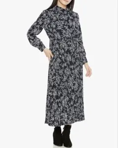 ◆ NATURAL BEAUTY BASIC ドレープネック 花柄 ワンピース