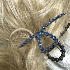♡❤︎バンズクリップ241シンプルストーン一文字リボンクリップ11.5cmビジュー