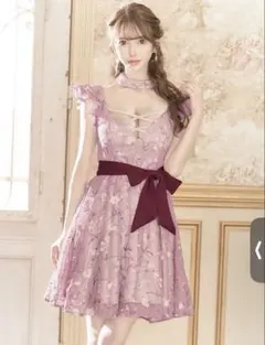 刺繍 花柄 フレアドレス キャバドレス