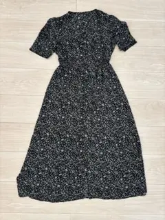 【美品】GU ジーユー　フラワープリントフロントボタンワンピース　5分袖　L