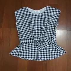 OFUON　オフオン　ノースリーブカットソー　プルオーバー　美品　チェック　38
