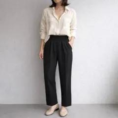 ジーユー［L］大人ナチュラル◎薄手さらり◎マルチテックウエストシャーリングパンツ