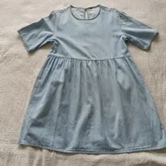 H&M デニム風 カットソーワンピース チュニック　半袖