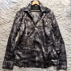 【未使用級】ニコルクラブフォーメン　総柄シャツ　ブラックグレー　初期希少　48