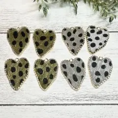 【8pcs】 ハラコダルメシアンハートチャーム パーツ 資材 ハンドメイド