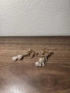 ゴールド パール クリスタル フープイヤリング