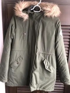 160オリーブグリーン ファー付き中綿コ－ト