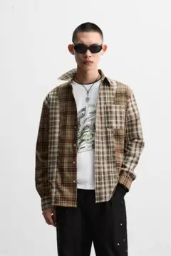 パッチワークシャツ 長袖