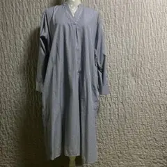 UNIQLOストライプ Vネック 長袖 シャツワンピース