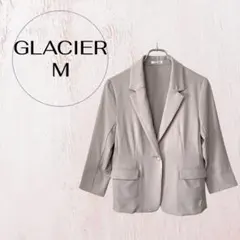 グラシア 七分袖 テーラードジャケット M グレージュ ストレッチ きれいめ