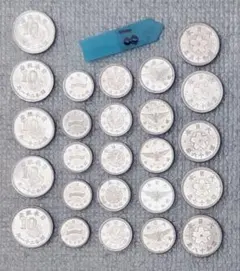 10銭アルミ貨 約500枚 まとめ売り 稲&菊／純アルミ銭 水色 - メルカリ