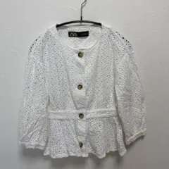 ZARA ホワイト レース ブラウス 長袖
