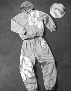 グレー スウェットパーカーとパンツセット