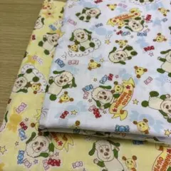 ダブルガーゼ ハギレ ワンワンとうーたん柄　2枚セット