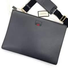 【極美品】グッチ　2way ショルダーバッグ　シェリーライン　レザー　黒