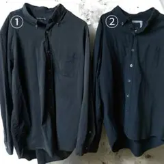 ブラック長袖シャツ2枚セット 3L ビッグサイズ 無地 黒 オーバーサイズ お得