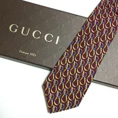 未使用級 グッチ GUCCI ネクタイ シルク100% ワインレッド 総柄