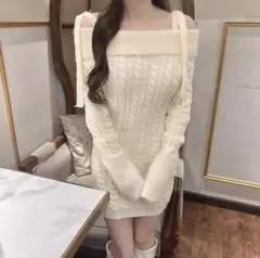 lumignon ivory off shoulder cable knit