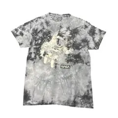 プリントTシャツ　NASA 宇宙飛行士　タイダイ染め　古着　グレー　8S2