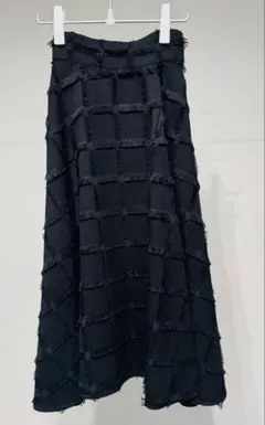 And Couture アンドクチュール フリンジ フレアスカート ロング 黒のサムネイル